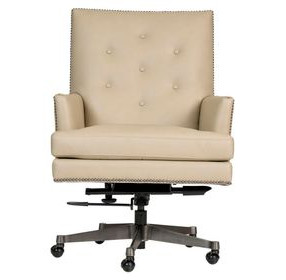 Reese Ardent Dove Leather Upholstered Executive Chair with Nailhead Trim and Casters