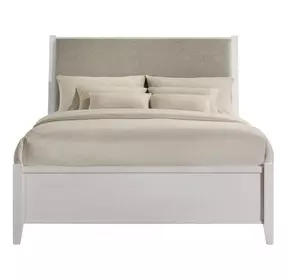 Andover White and Brown Queen Upholstered Panel Bed