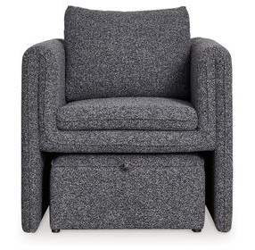 Vreni Charcoal and Black Upholstered Accent Chair with Ottoman
