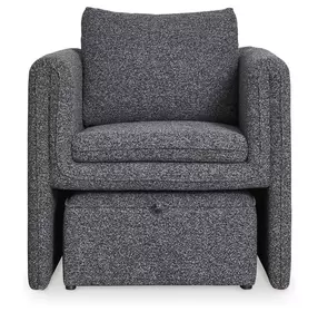 Vreni Charcoal and Black Upholstered Accent Chair with Ottoman