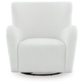 Rowenburg Cream Upholstered Swivel Glider Accent Chair