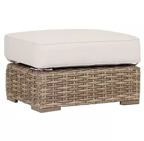 Havana Canvas Natural Upholstered Outdoor Rectangular Ottoman with Self Welt