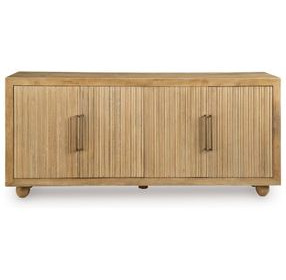 Niam Light Antique Beige 4 Door Accent Cabinet