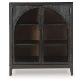 Armenleigh Black and Brown 2 Glass Door Bar Cabinet