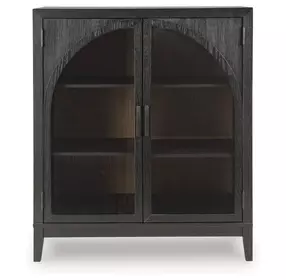Armenleigh Black and Brown 2 Glass Door Bar Cabinet