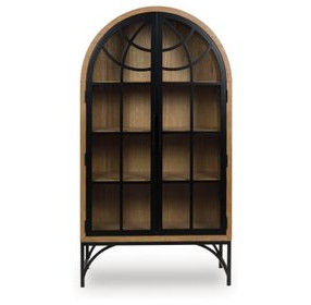 Gwenwich Natural and Black 2 Glass Door Accent Cabinet