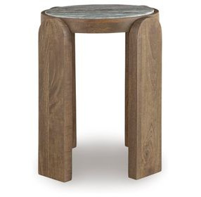 Gavrilley Gray and Brown Round Marble Top Accent Table