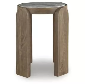 Gavrilley Gray and Brown Round Marble Top Accent Table