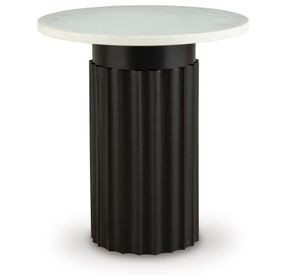 Wainstone Black and White Round Marble Top Accent Table