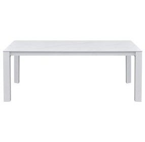 Alexa Outdoor Dining White Outdoor 87" Rectangular Stone Top Dining Table