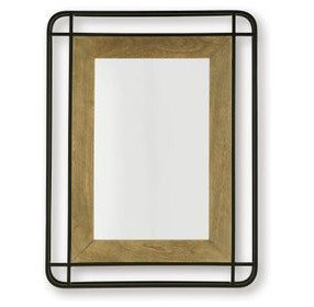 Beelman Black and Brown Rectangular Accent Wall Mirror