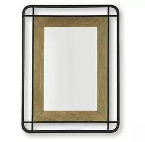 Beelman Black and Brown Rectangular Accent Wall Mirror