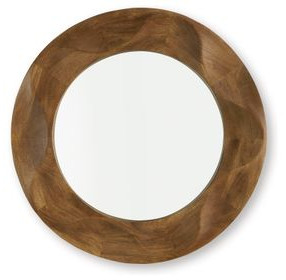 Aajon Brown Round Accent Wall Mirror