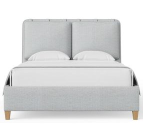 Pure Maple Syrup and Blue Mist Performance Fabric King Upholstered Panel Bed