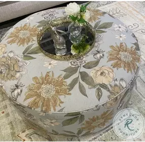 Celadon Flora Powder Cocktail Ottoman