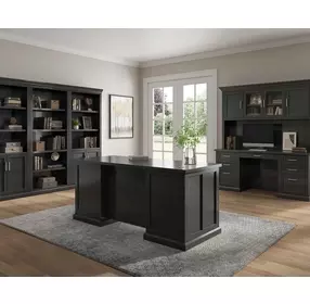 Abby Black Double Pedestal Home Executive Office Set