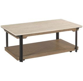 Topaz-Hamilton Topaz Beige and Black Rectangular Travertine Top Cocktail Table