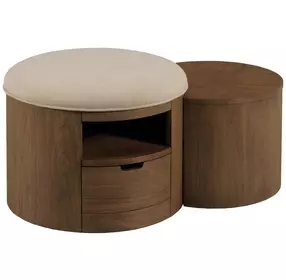 Hidden Treasures Duo Medium Stain Round Ottoman Table