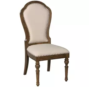 Commonwealth Kirkman Beige Performance Fabric Dining Side Chair with Nailhead Trim