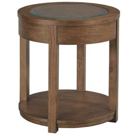 Foster Medium Stain Round Glass Top End Table