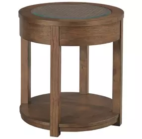 Foster Medium Stain Round Glass Top End Table