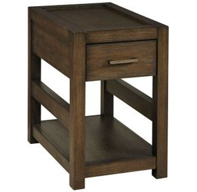 Nyles Medium Stain Rectangular Drawer Chairside Table