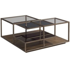 Cleo Brown Square Glass Top Cocktail Table
