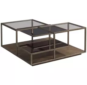 Cleo Brown Square Glass Top Cocktail Table