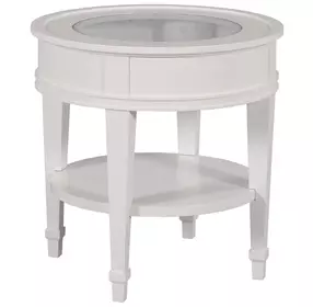 Structures White Round Glass Top End Table