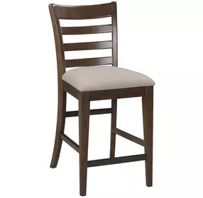 Kafe Mocha Performance Fabric Ladder Back Counter Height Dining Chair
