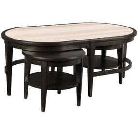 Showcase Sable Oval Travertine Top Nesting Cocktail Table