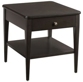 Venue Black Rectangular End Table with 1 Drawer