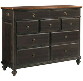 Harrison Bridgetown Black and Heritage Maple 9 Drawer Bureau