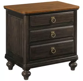 Harrison Bridgetown Black and Heritage Maple 3 Drawer Nightstand with LED