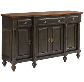Harrison Bridgetown Black and Heritage Maple 4 Door Credenza