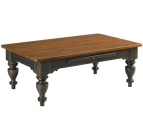 Kitridge Bridgetown Black and Heritage Maple Rectangular Cocktail Table with 2 Drawers