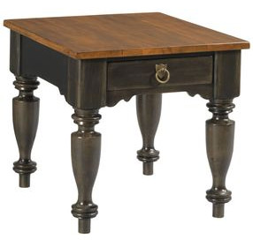 Kitridge Bridgetown Black and Heritage Maple Square End Table with 1 Drawer