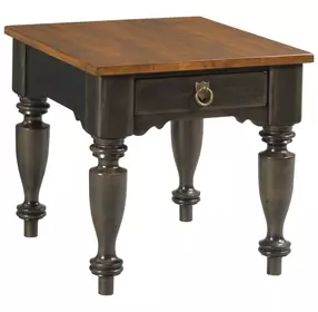 Kitridge Bridgetown Black and Heritage Maple Square End Table with 1 Drawer