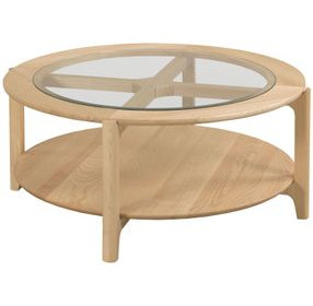 Newport Ash Glass Top Round Cocktail Table
