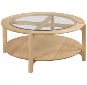 Newport Ash Glass Top Round Cocktail Table