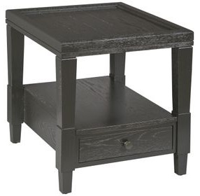 Oliver Hamilton Ebony Rectangular End Table with 1 Drawer