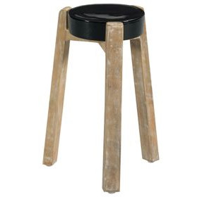 Hidden Treasures Black and Brown Round Glass Top Accent Table