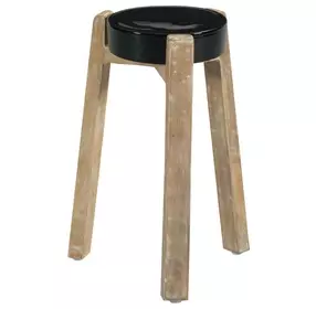 Hidden Treasures Black and Brown Round Glass Top Accent Table
