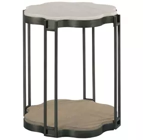 Hidden Treasures Quatrefoil Black and Brown Quatrefoil Marble Top End Table