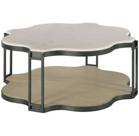 Hidden Treasures Quatrefoil Black and Brown Quatrefoil Marble Top Cocktail Table