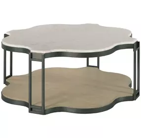 Hidden Treasures Quatrefoil Black and Brown Quatrefoil Marble Top Cocktail Table