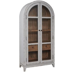 Hidden Treasures Gray and Brown Arched Display Cabinet with LED
