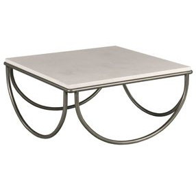 Hidden Treasures White and Gray Square Limestone Top Coffee Table