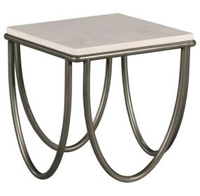 Hidden Treasures White and Gray Square Limestone End Table