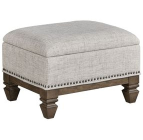 Maribelle Brown Rectangular Storage Ottoman with Nailhead